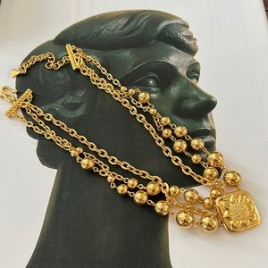Vintage Liz Claiborne gold multi chain necklace